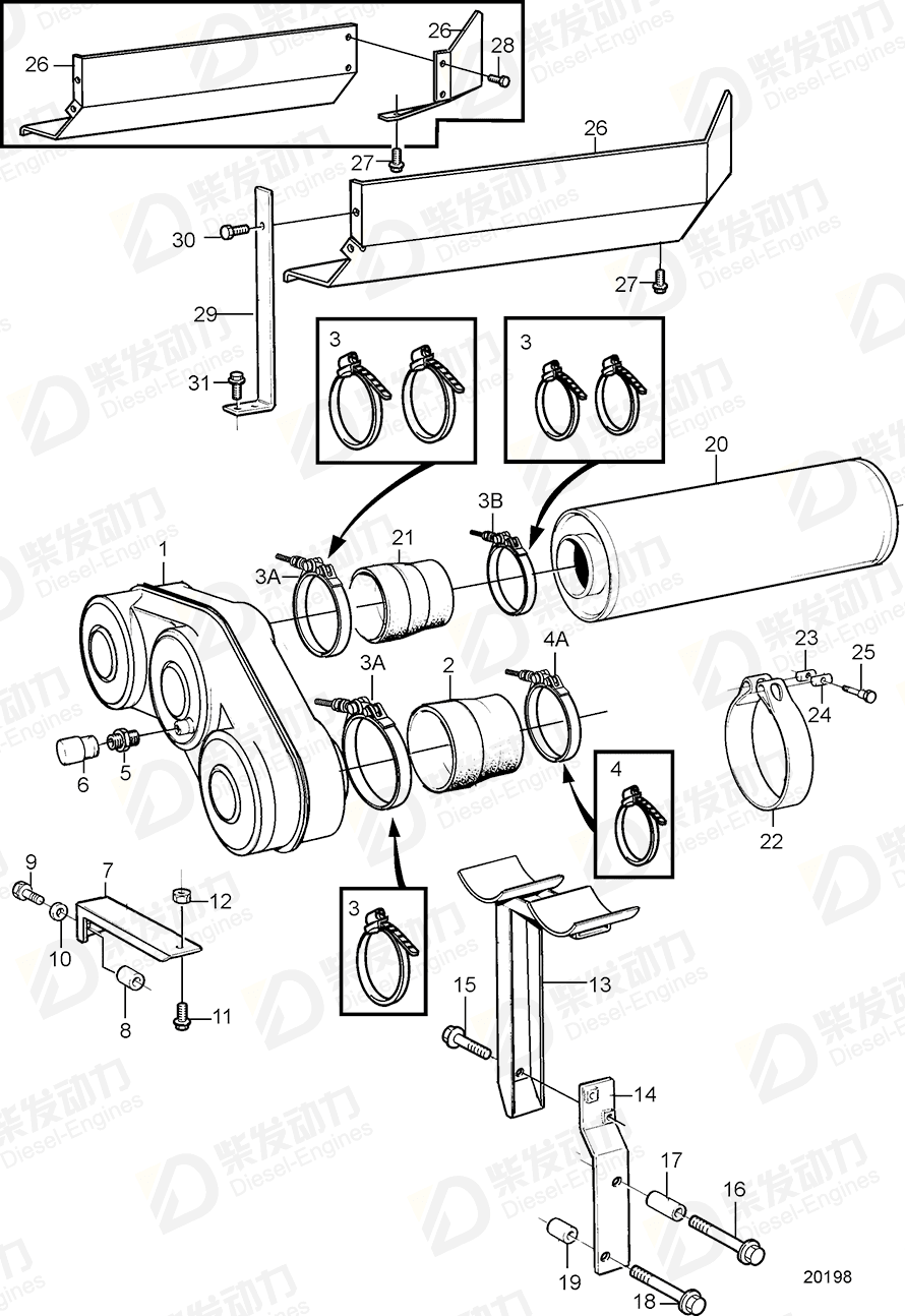 volvo penta Hose clamp 1544732 Drawing volvo penta Hose clamp 1544732 Drawing